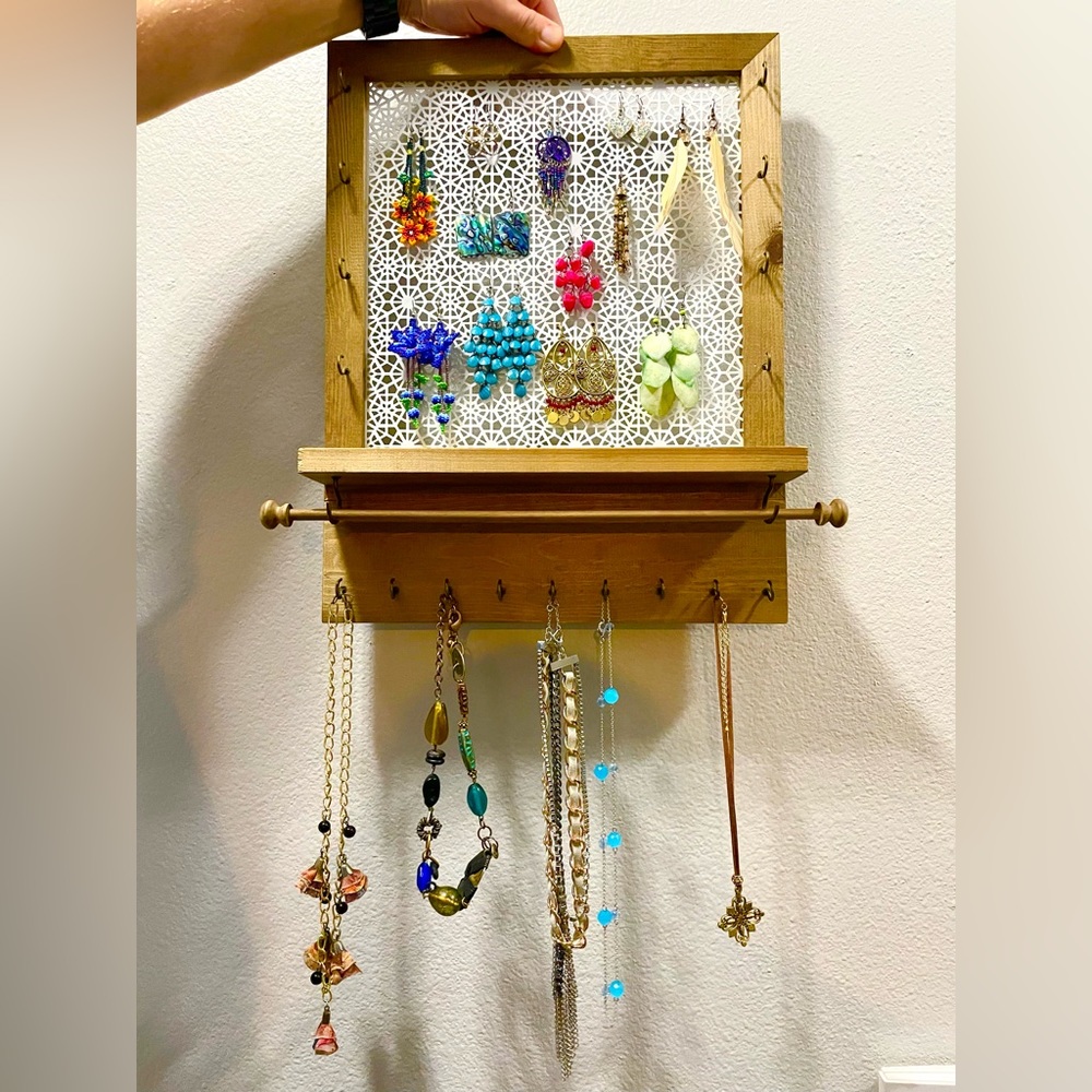 Rustic Wood Jewelry Organizer